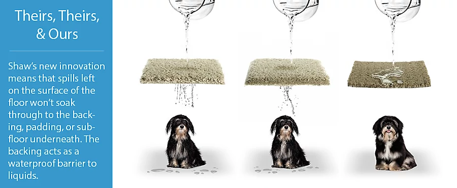 Shaw&#x27;s new innovation means that spills left on the surface of the floor won&#x27;t soak through to the backing, padding or subfloor underneath.